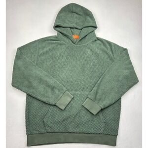 Negative Space Hoodie Mens Size Medium Green Textured Sherpa Fleece Pullover